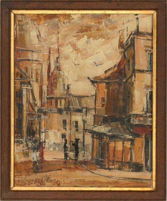 Petar Jovanovic (b.1939) - 1981 Oil, Sepia Street