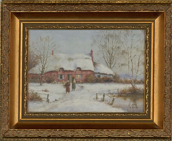 Richard Simm (b.1926) - Contemporary Oil, Returning Home In The Snow