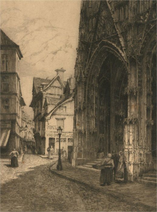 Gertrude Ellen Hayes ARE (1872-1956) - Etching, Saint-Maclou, Rouen