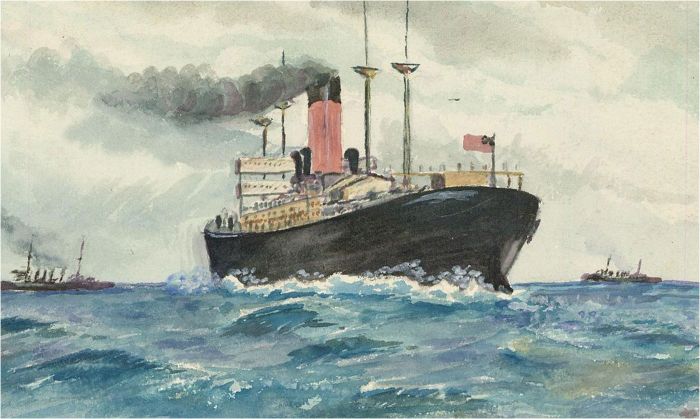 R.M. - Early 20th Century Watercolour, Ships at Sea