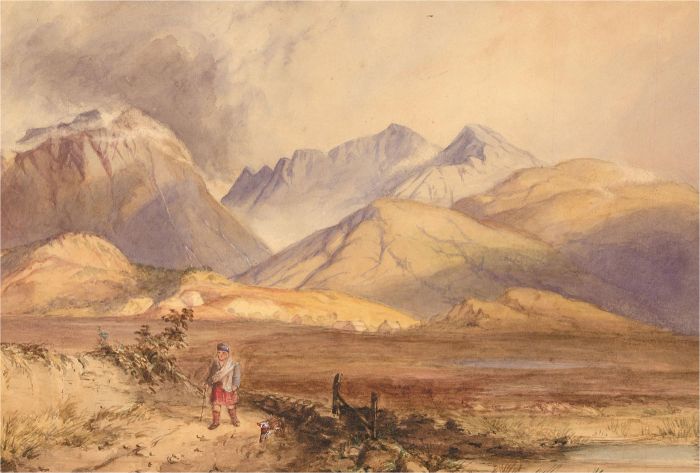 Emily M. Heddle - 1853 Watercolour, Through the Highlands