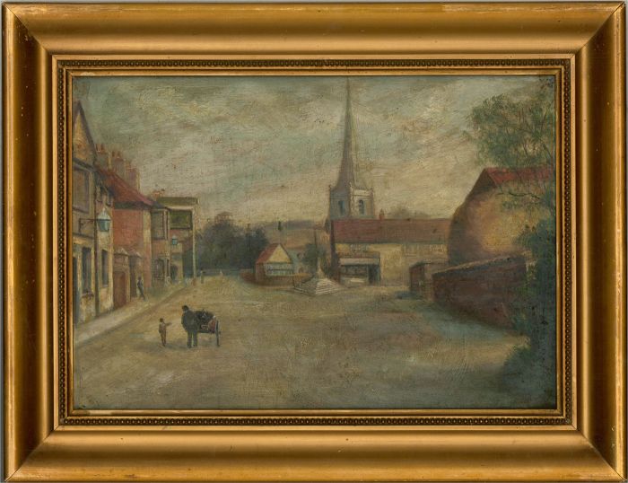 W.T.W. - Late 19th Century Oil, Village Square
