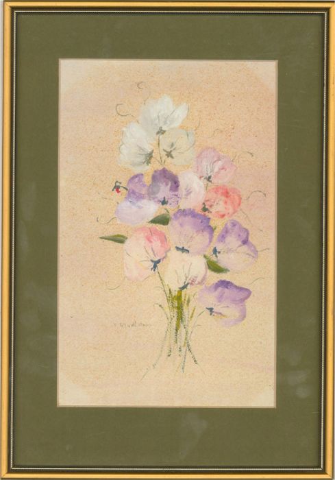 Mid 20th Century Watercolour - Sweet Peas