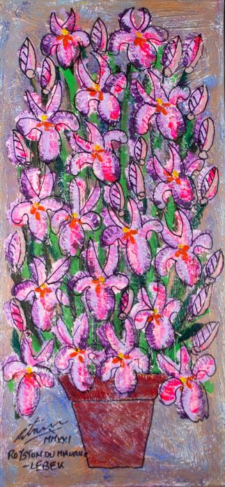 Royston Du Maurier-Lebeck - 2021 Mixed Media, Cacophony Of Irises