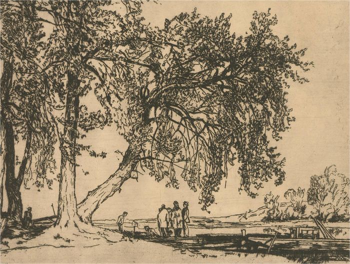 1930 Etching - On the Ferry