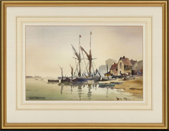 John Snelling FRSA (b.1914) - Mid 20th Century Watercolour, Barges at Pin Mill