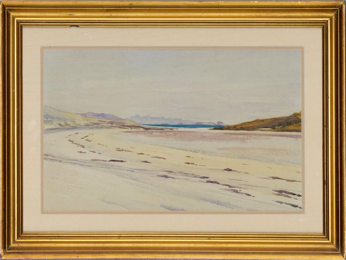 Mid 20th Century Watercolour - Empty Beach