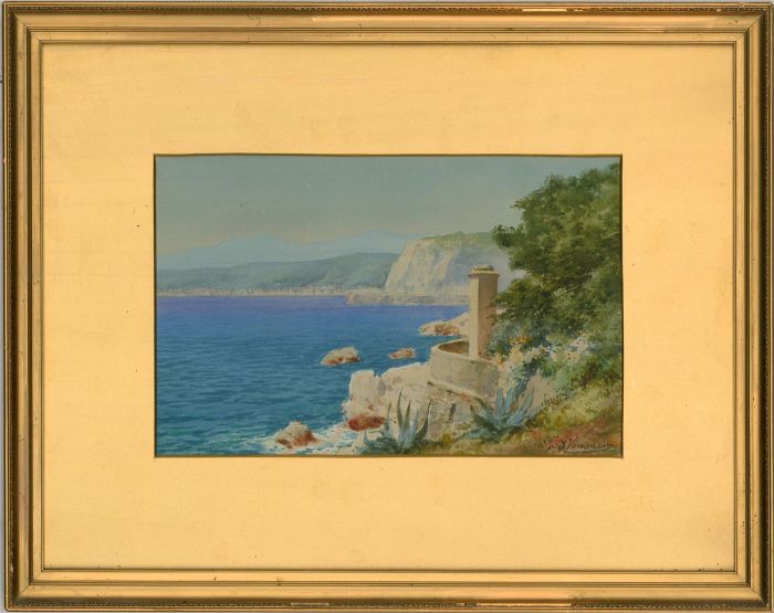 O. de Venanson - Early 20th Century Watercolour, Sunny Seaside View