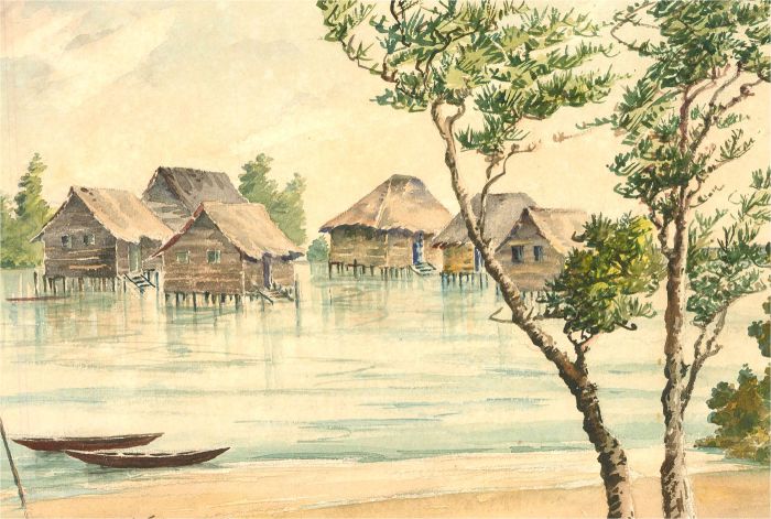 Simon Chong Yew (1898-1983) - Signed Mid 20th Century Watercolour, Stilt Houses