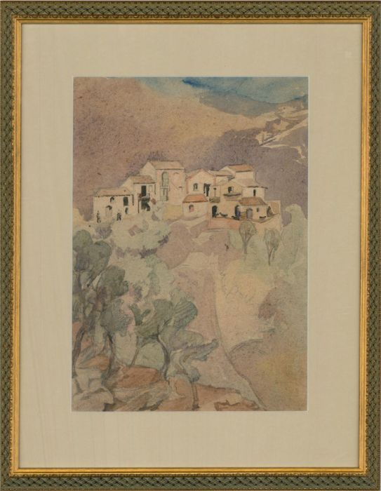 Early 20th Century Watercolour - Hilltop Village