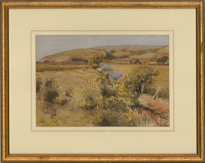 20th Century Watercolour - Devon Landscape View