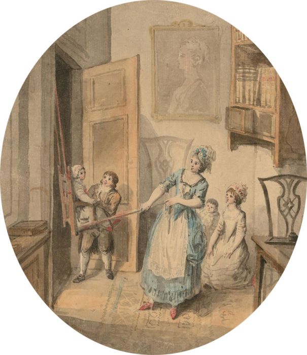Attrib. Charles Ansell (b.1752) - 18th Century Watercolour, Playing on the Swing