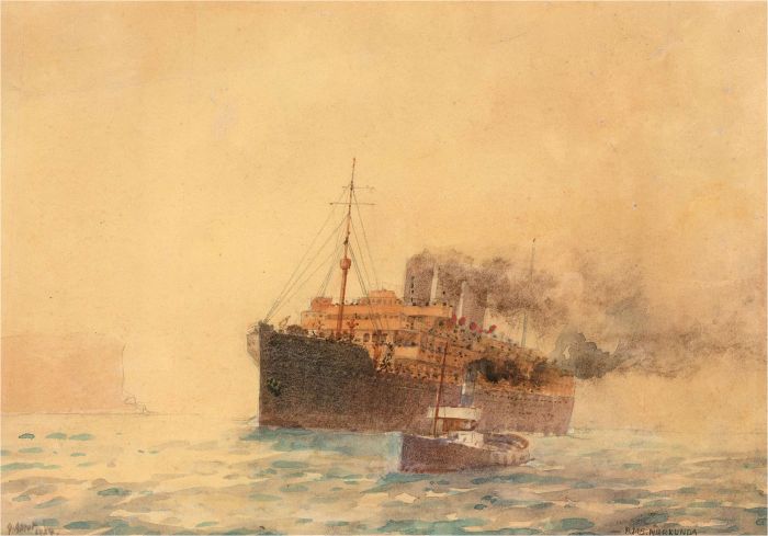 John Charles Allcot (1888-1973) - 1924 Watercolour, RMS Narkunda