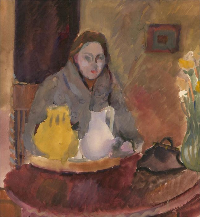 Dorothy Hepworth (1894-1978) - Mid 20th Century Watercolour, Woman in Grey Coat
