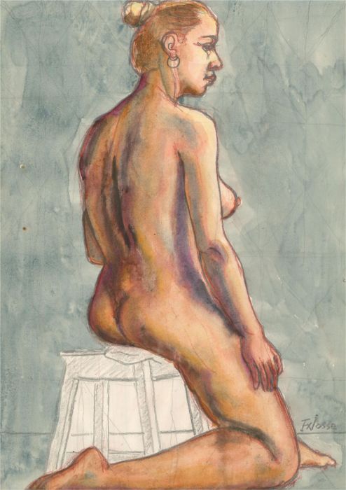 Francois Xavier Josse (1910-1991) - 20th Century Watercolour, Seated Nude