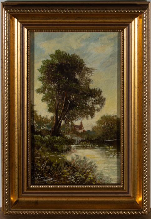 E.J. Church - Early 20th Century Oil, Spring River Scene