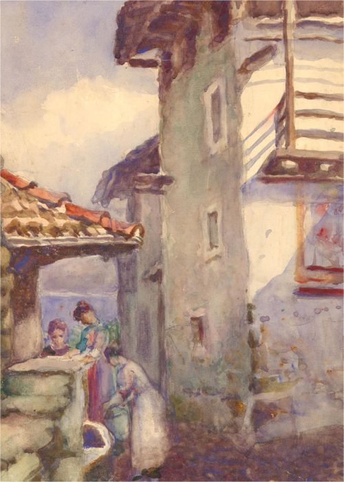 Early 20th Century Watercolour - Washing Place, Stresa