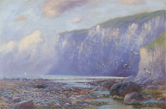E.J. Jones - Early 20th Century Oil, White Cliffs of Dover