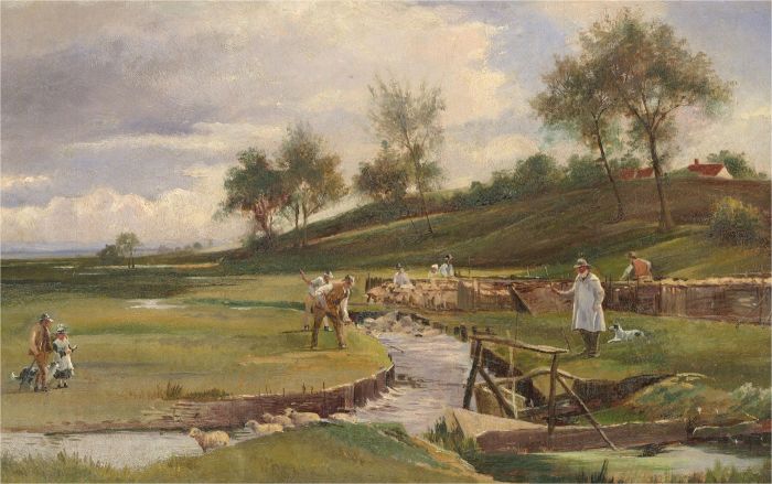 Early 20th Century Oil - Sheep Dipping