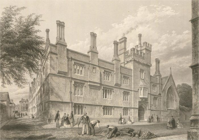 John Henry Le Keux (1812-1896) - 1862 Engraving, Jesus College from the Turl