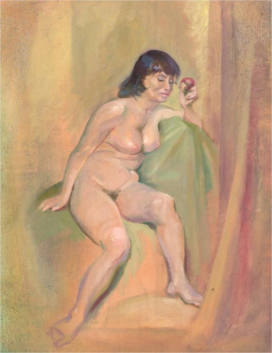 Attrib Harry Fred Darking (1911-1999) - Contemporary Oil, Nude With Apple