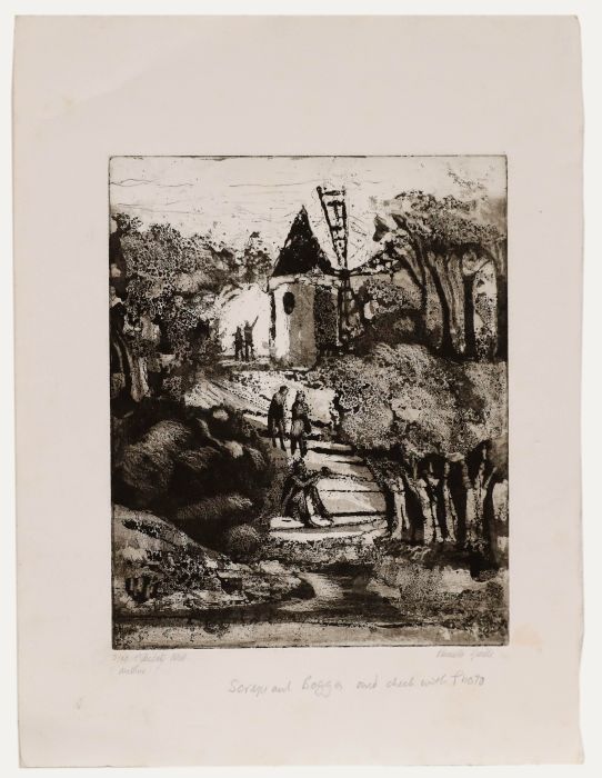 Pamela Guille - 20th Century Etching, Steps to the Windmill