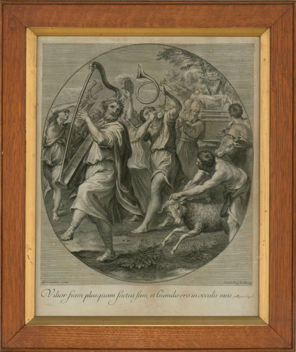 Jakob Frey after Domenichino - 18th Century Engraving, The Triumph of David