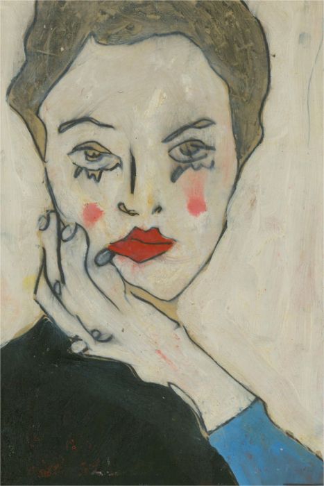 Ben Carrivick - Contemporary Oil, Female Figure in Black and Blue
