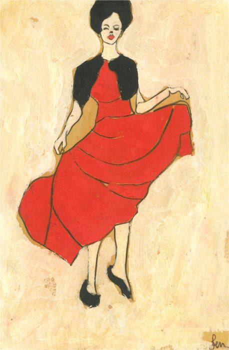 Ben Carrivick - Contemporary Oil, Dancing in a Red Dress