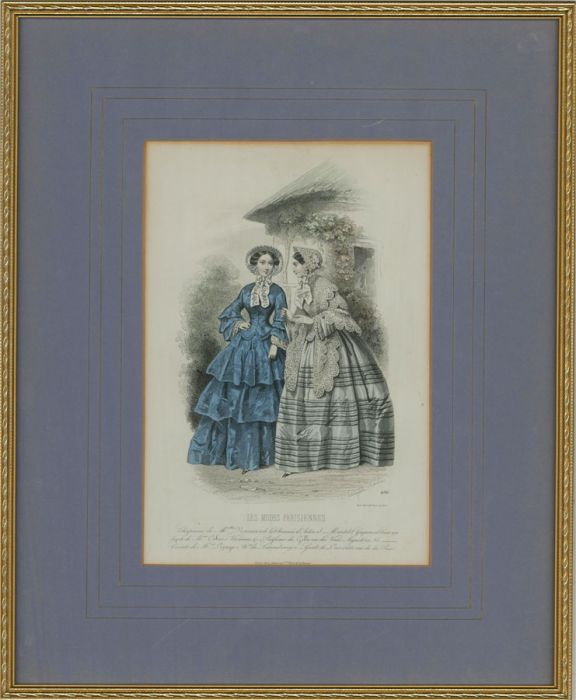 French Mid 19th Century Fashion Plate - Les Modes Parisiennes, Day Dresses