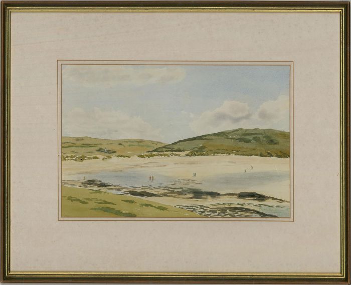 Rex Charlesworth - 1990 Watercolour, Strolling along the Beach
