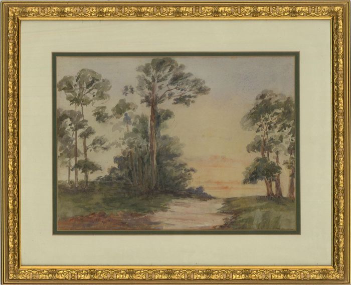 C. Lowndes - Early 20th Century Watercolour, Sunset Behind The Trees