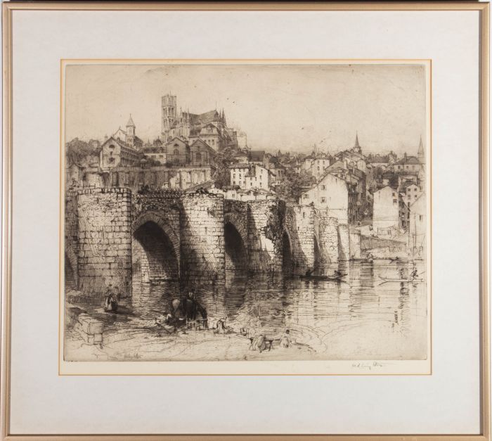 Hedley Fitton RE (1857-1929) - 1910 Etching, Le Pont Saint-Etienne, Limoges