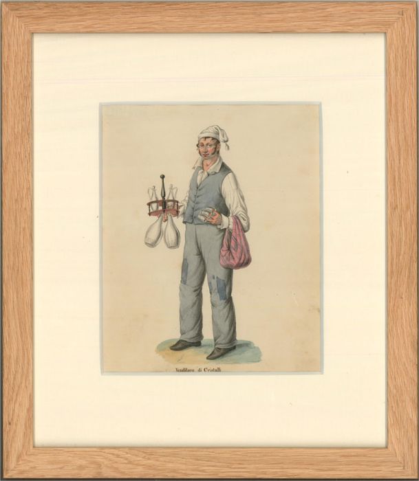 Italian Late 19th Century Watercolour - Venditore di Cristalli