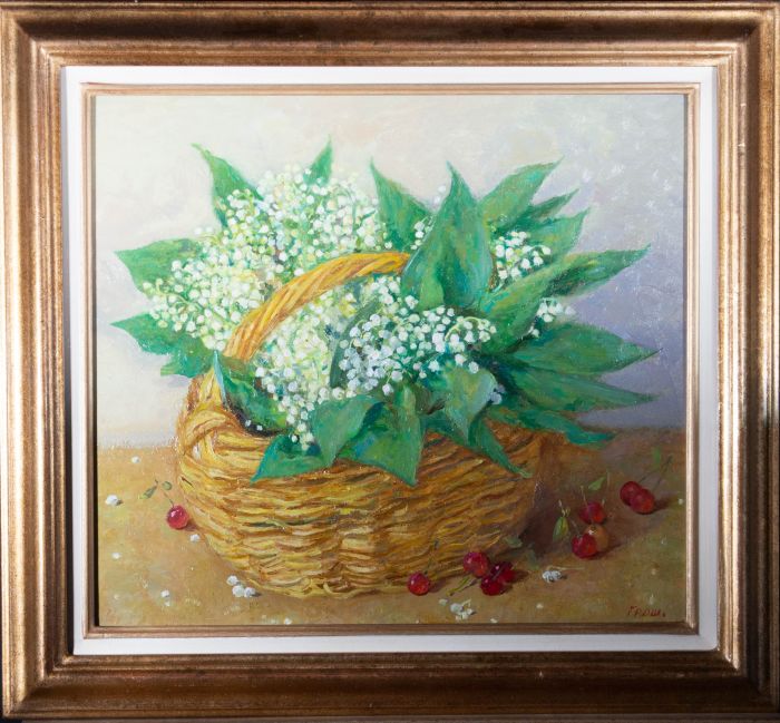 Valentina Sergeevna Grosh  - 20th Century Oil, Lily of the Valley in a Basket