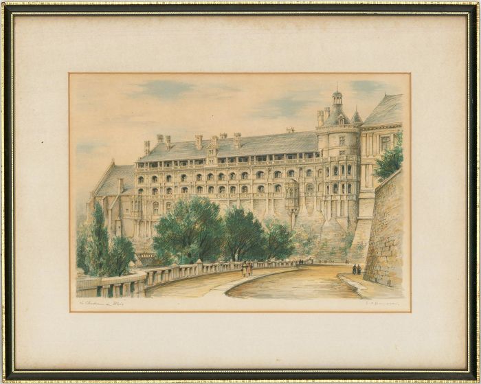 S. A. Dumarais - Pair of Mid 20th Century Lithograph, French Chateaux