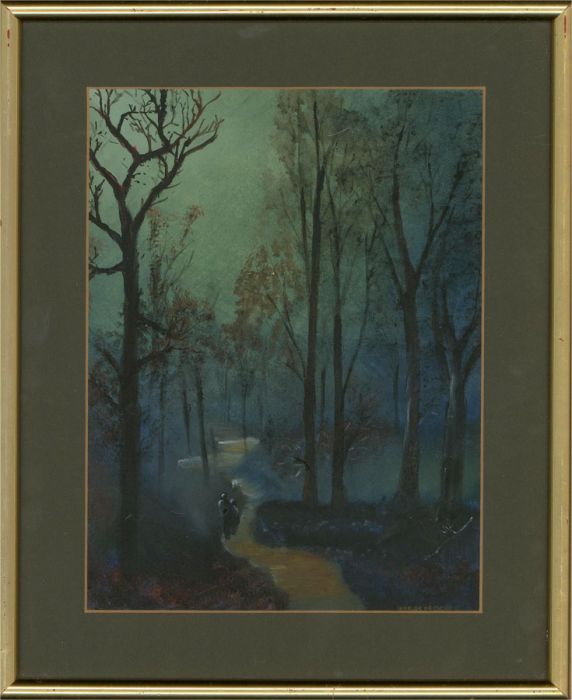 John Moore - Contemporary Watercolour, Eerie Woods At Night