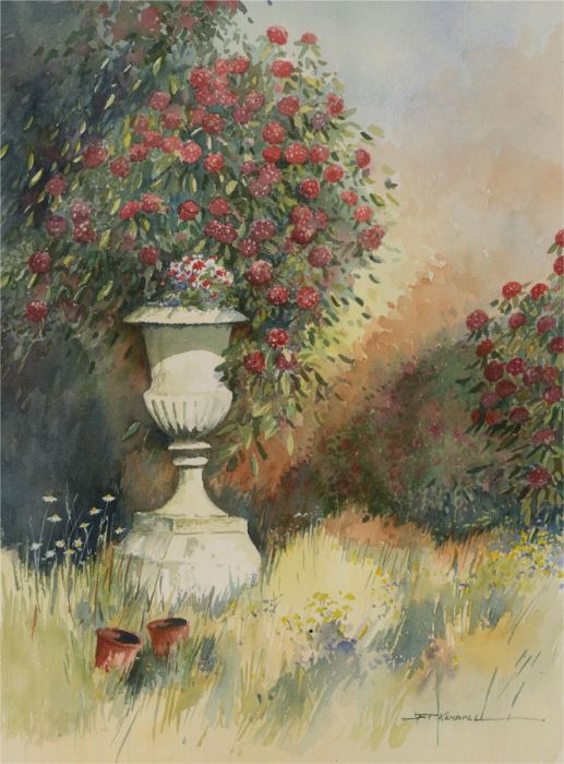B.P. Kendall - Contemporary Watercolour, Garden Scene