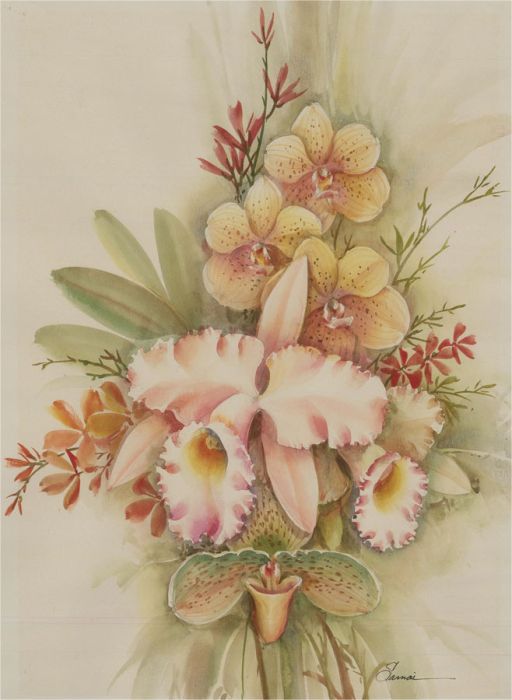 Samai - Contemporary Watercolour, Orchids