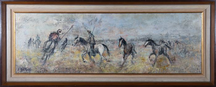 J. Jenas - Contemporary Oil, Herding Wild Horses