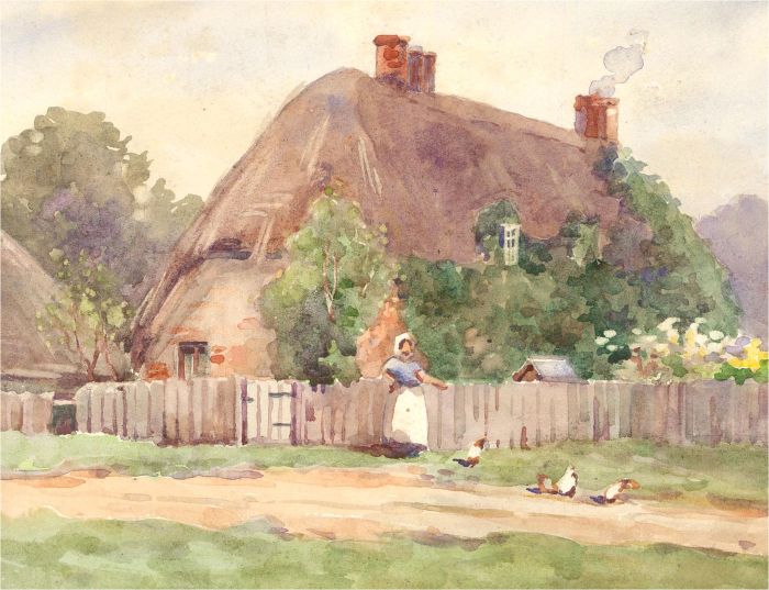Early 20th Century Watercolour - Thatched Cottage