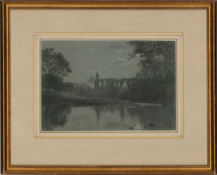Attrib. Leonard A. Pownall (fl.1897-1913) - Charcoal Drawing, Bolton Abbey