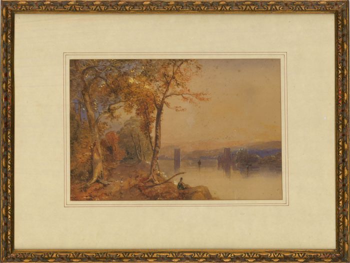 19th Century Watercolour - Autumnal Lake