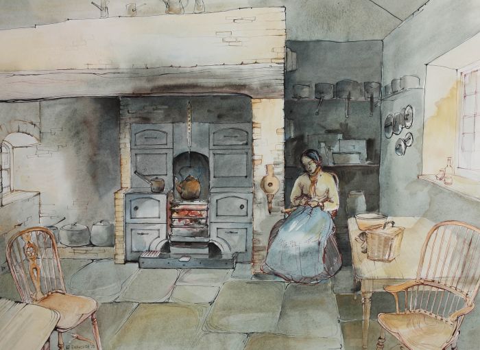 D. Parrish - 1975 Watercolour, Napping in the KItchen