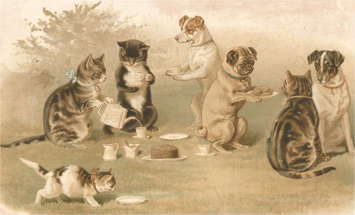 After Helena Maguire (1860-1909) - A Pair of Chromolithographs, Cats and Dogs