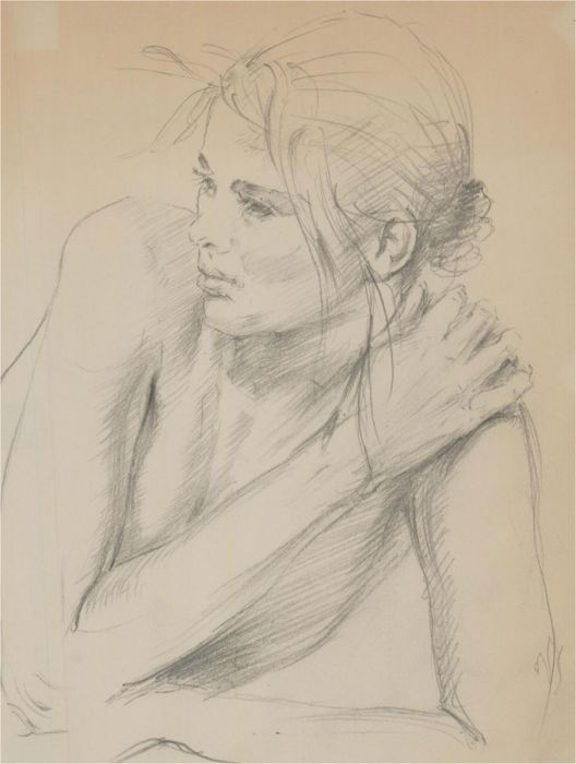 Franco Matania (1922-2006) - Two Graphite Drawings, Female Portraits