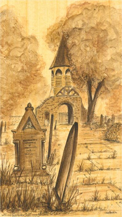 Joe Spark (b.1896) - 1974 Watercolour, Old Church Yard, Chorlton Green