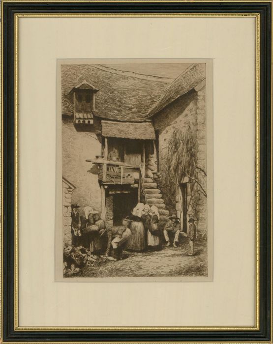Mortimer L Mendes - Dutch School 1881 Etching, The Clog Seller