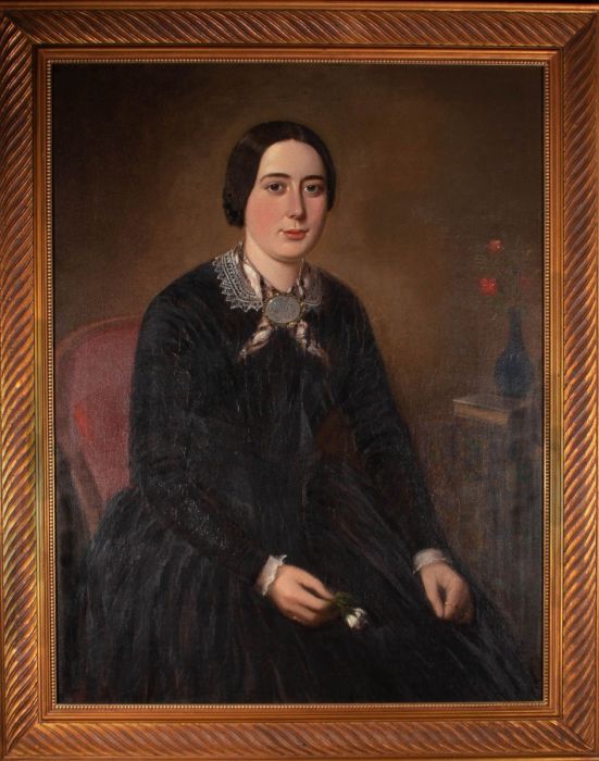 English School Late 19th Century Oil - Victorian Lady In Half Mourning