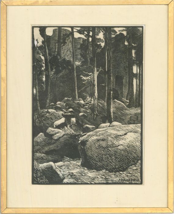 Franz Hein (1863-1927) - Early 20th Century Woodcut, Waldruine